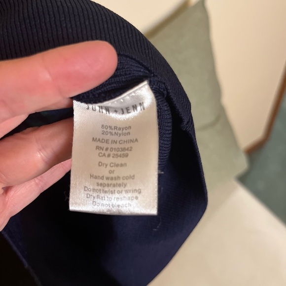 John + Jenn Knit Dress - Women's Medium Green Black Navy EUC - Striped Office - Picture 7 of 13